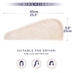Solid color hair towel Textured dry hair cap 9.8 "X 25.5" absorbent hair towel wrap for button-down women